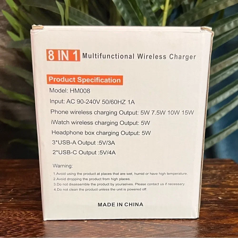 8 in 1 Multifunctional Wireless Charger in Black. New in Box!